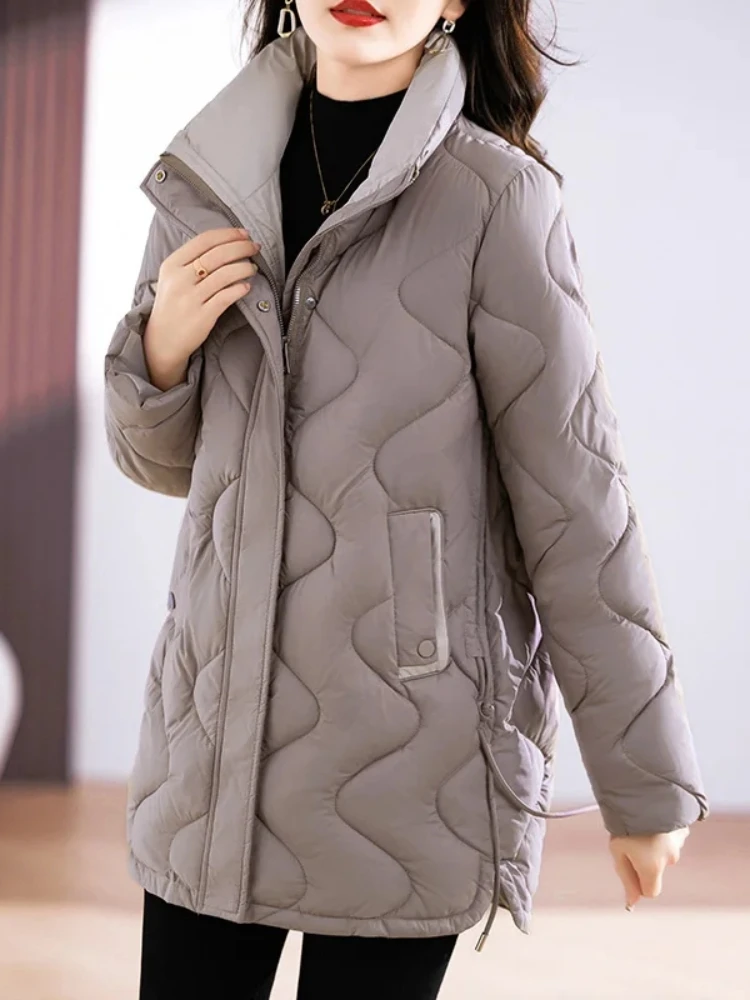 2023 Winter New Women Parkas Mid Length Standing Collar Down Cotton Overcoat Female Casual Thick Warm Windproof Jackets Ladies