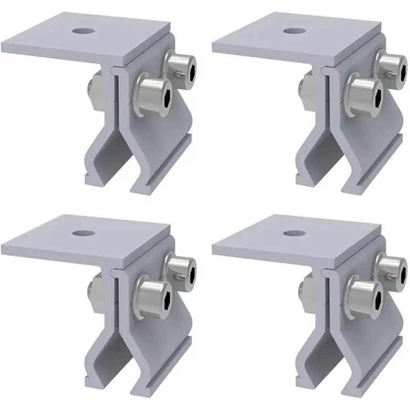 AB42-Aluminum Alloy Fixing Clamp Solar Panel Bracket PV Mounting Clamp 4Pcs Solar Module Mounting Clamp Fixture Seam Clamps