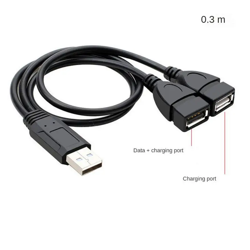 5/3/1 Pcs One-to-two USB Head Transfer Cable For Car Splitter, One Male And Two Female Charging Data Extension Cable
