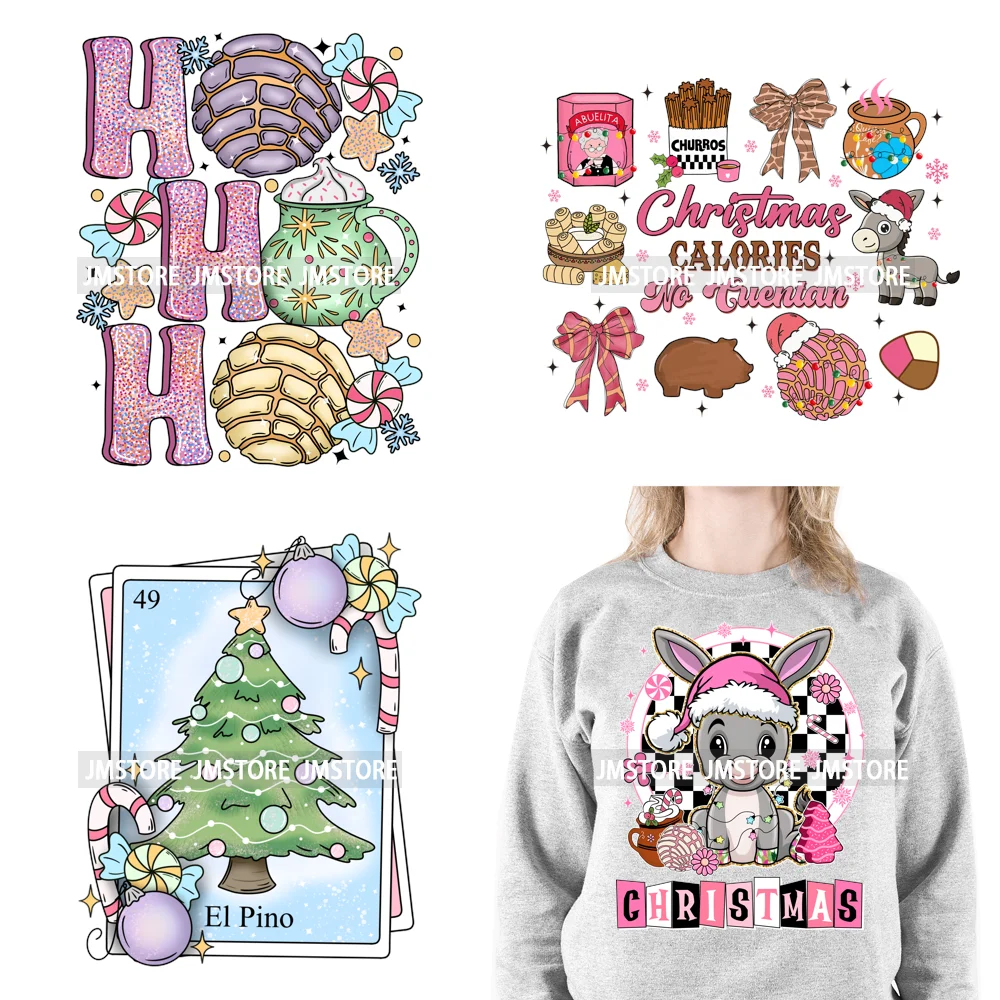 

Mexican Christmas Vibes Tis The Season Feliz Navidad Calories No Cuentan Iron On DTF Transfer Sticker Ready To Press For Hoodies