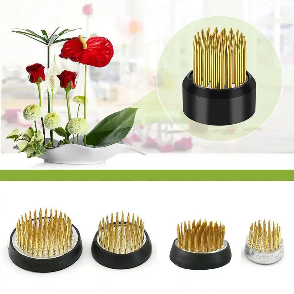 46mm Kupfer Nadel Blumen arrangement rund für Ikebana Kenzan Blumen Basis halter stacheligen Frosch festes Werkzeug mit Gummi hülle
