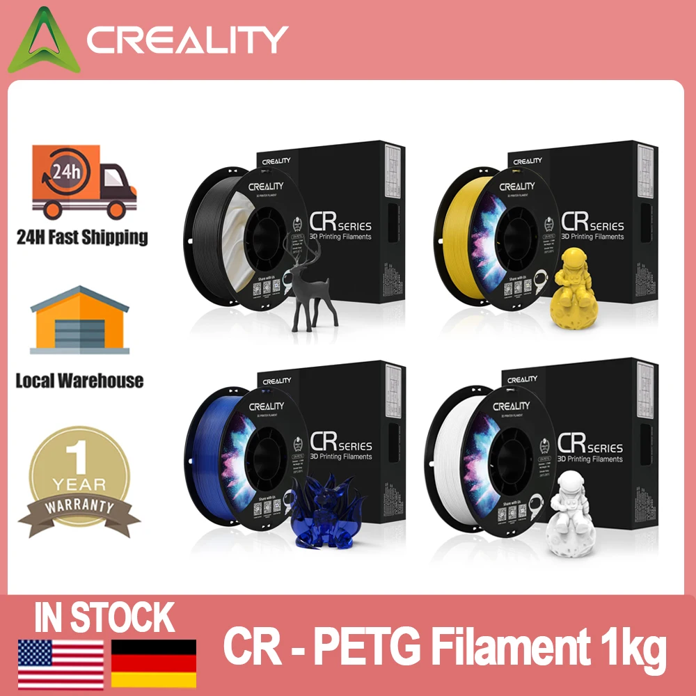 CREALITY 3D Printer Filament 1Kg PETG Filament 1.75mm No-Tangling  Strong Bonding Accuracy +/-0.02mm, 2.2lbs/Spool FDM  Filament