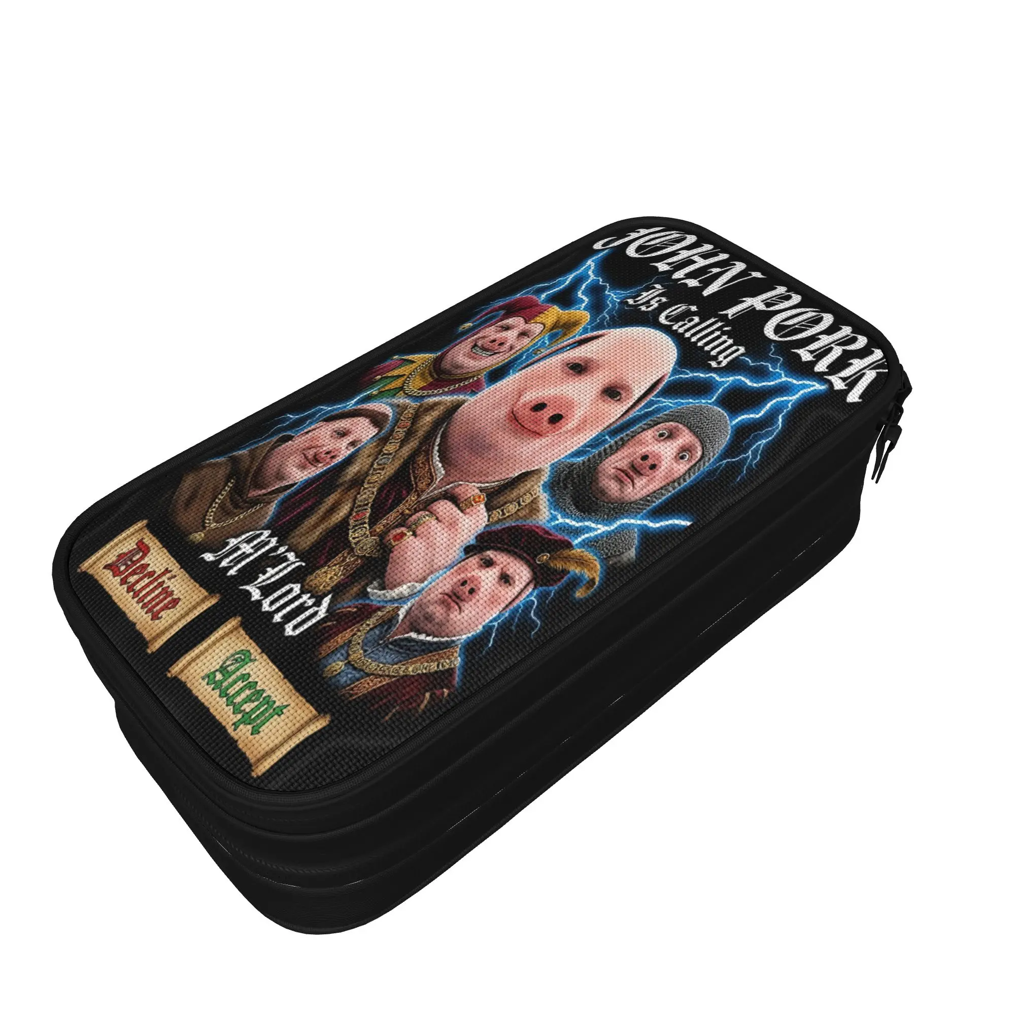 Kawaii Pencil Case John Pork is Calling Medieval Meme Brainrot Pencil Pouch Back To School Pencil Cases Girl Stationery