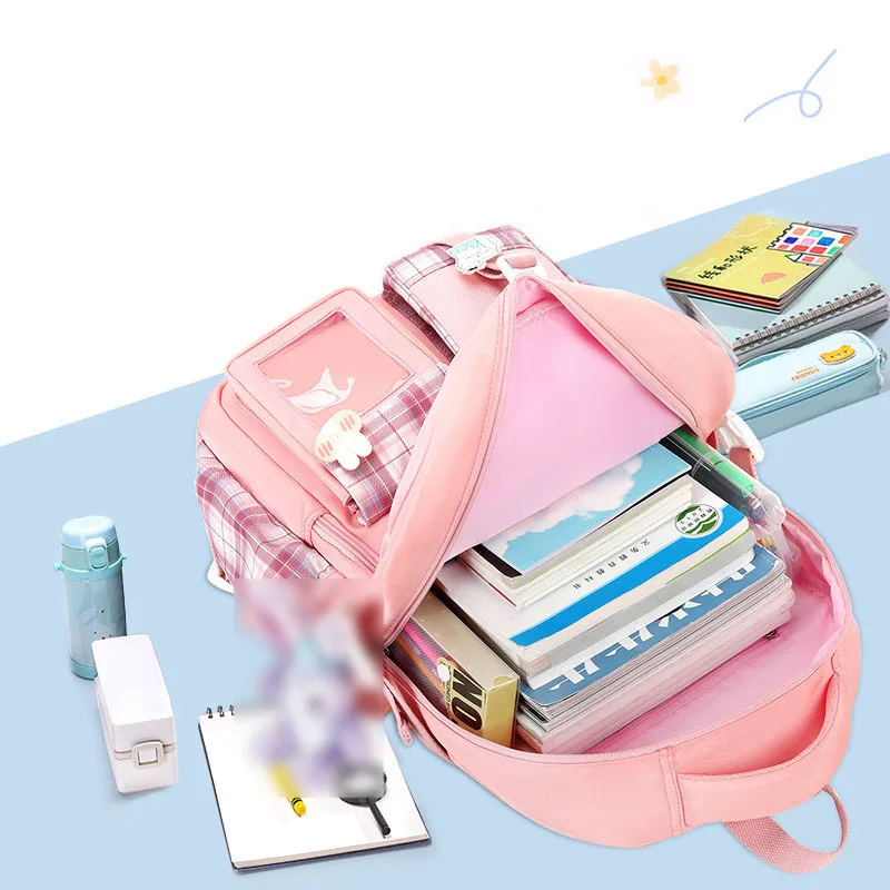 New Fashion Casual Girls Backpack Junior High School Student Schoolbag Korean Version Large Capacity Student Travel Bag