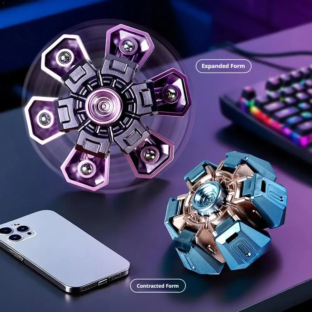 Transformable Finger Mecha Fidget Spinner Stress Relief Telescoping Hand Spinner  Toys Mechanical Transformation Fidget Toy