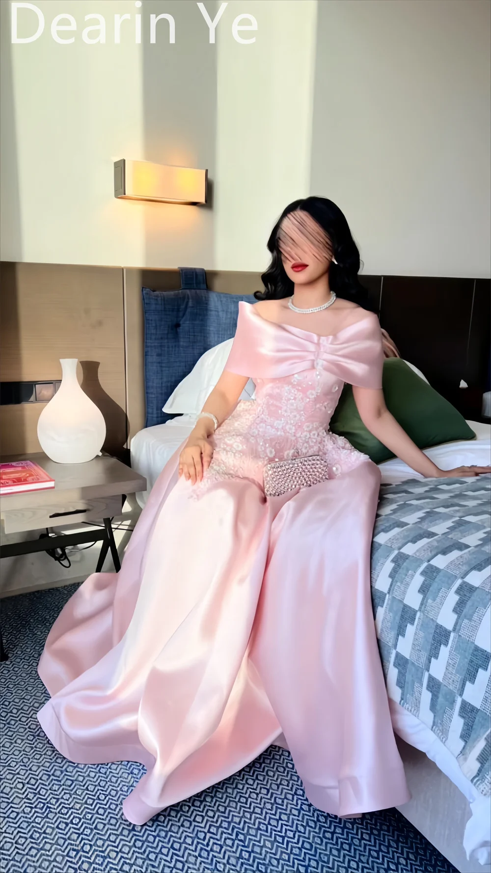 Customized Formal Dress Saudi Arabia Dearin Off-the-shoulder A-line Floor Length Skirts Flower Bespoke Occasion Dresses Evening