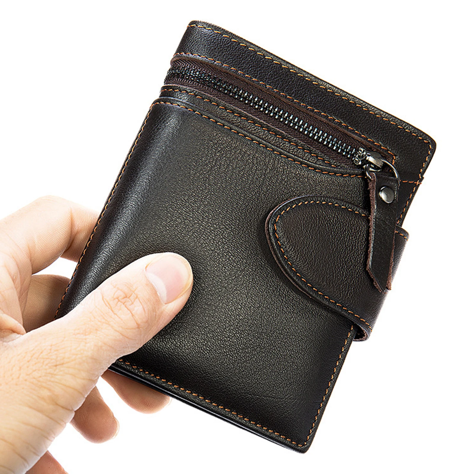 Fashion Wallet Men Card Holder Soft Cowhide Men's Short Purse Wallets Bifold Clip Purse For Male RFID Business Coin Purse Luxury