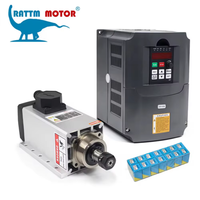 【EU Warehouse】Square 3KW ER20 Air Cooled Spindle Motor 4 Bearings & HY 4 kW VFD Inverter & 1 set ER20 Collet CNC Router