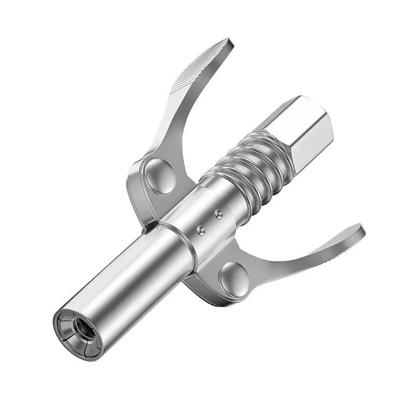 

1 шт., фиксирующий зажим, смазочная насадка высокого давления, смазочный пистолет с двойной ручкой, плоский самоблокирующийся соска для смазки без утечек