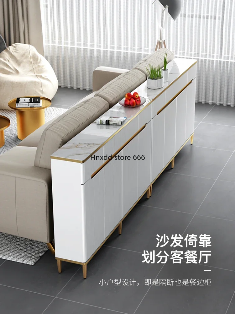 Modern simple rock slab living room kitchen locker narrow wall