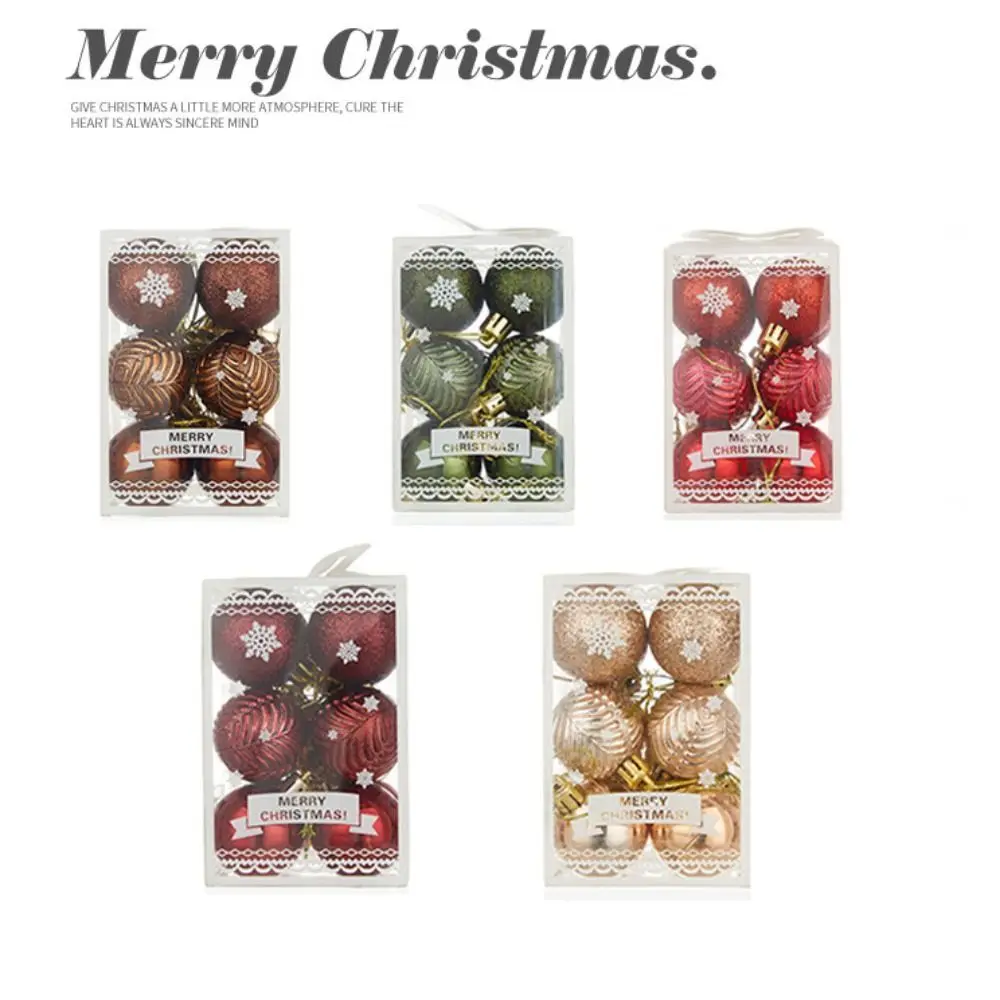 12PCS High-quality Plastic Christmas Ball Set 4cm Suspensable Christmas Tree Balls 5 Colors Xmas Ornament Ball Party