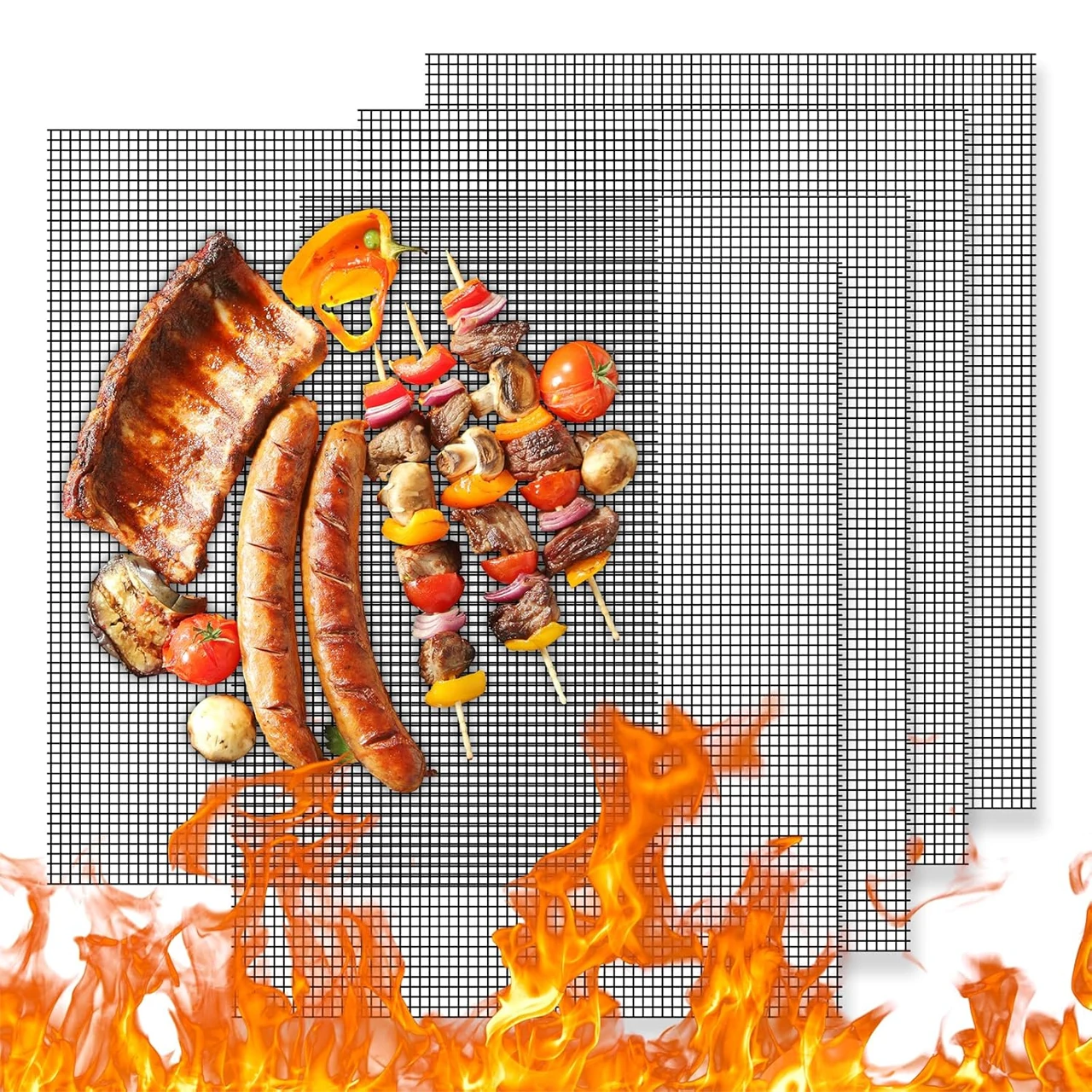 Barbecue Grill Mesh Mats High Temperature Resistant Cuttable