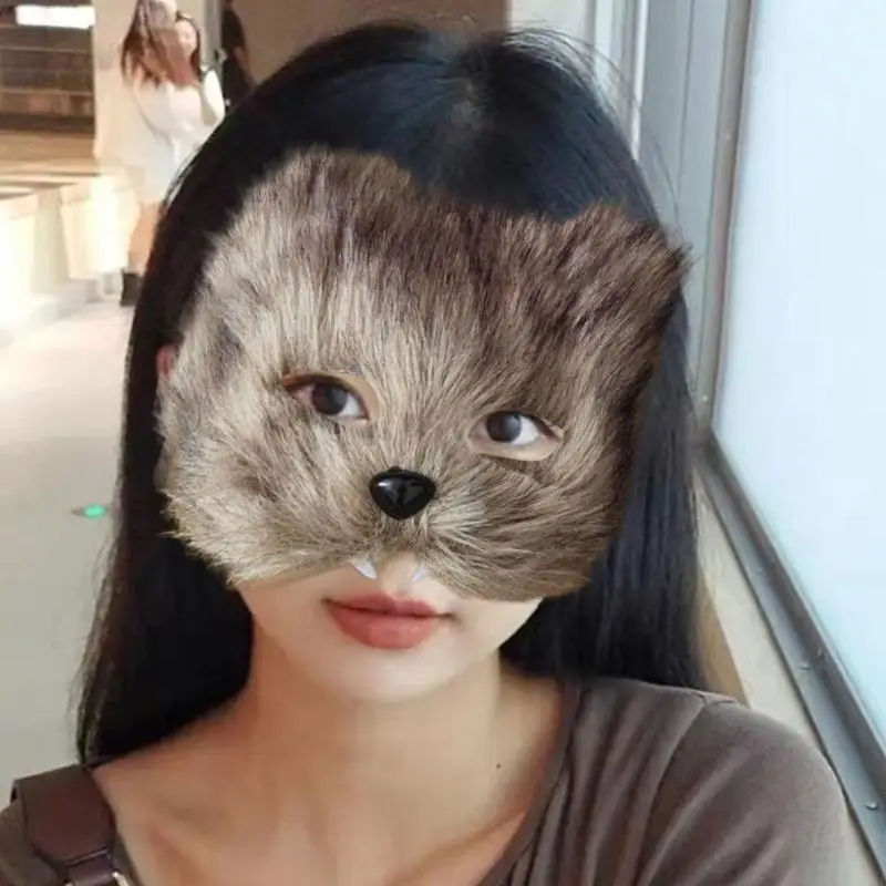 

72xe Furry Foxes наполовину маска для маски удобный дышащий дизайн для вечеринок на Хэллоуин.