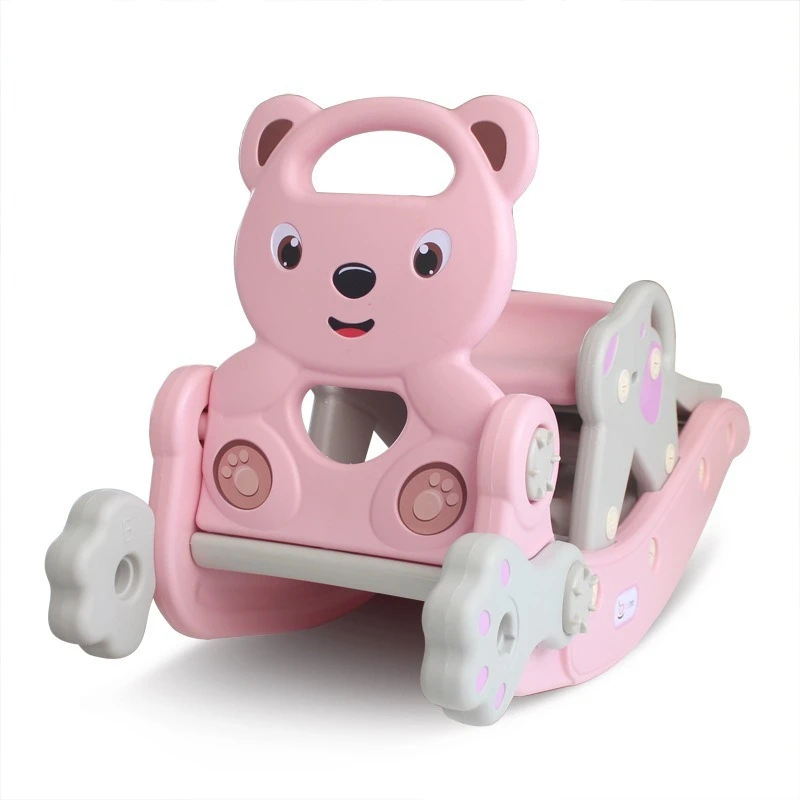 Children Multifunctional Indoor Slide Rocking Horse 2-in-1 Baby Toy Kids Plastic Rocking Horse