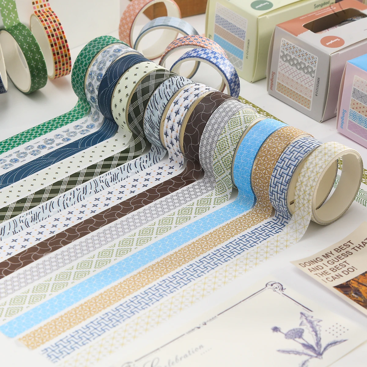 Retro-Stil Gestreiftes Washi-Tape-Set, Geeignet für DIY-Fotorahmen, Tagebücher, Geschenkverpackungen, Exquisite Dekorationsartikel