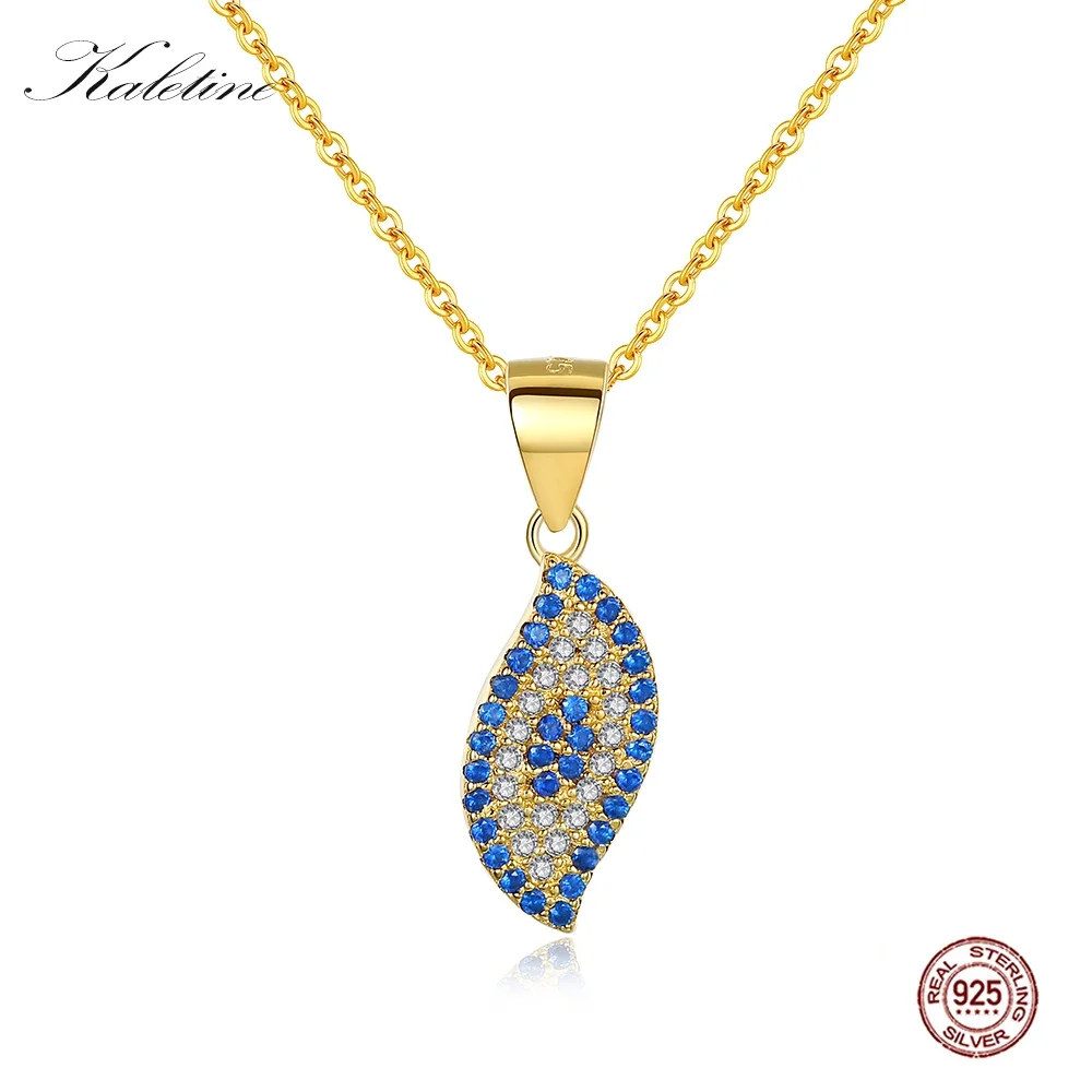 KALETINE Fashion Necklaces For Women Statement Turkish Evil Eye 925 Sterling Silver Blue CZ Woman Necklaces Jewellery Gold