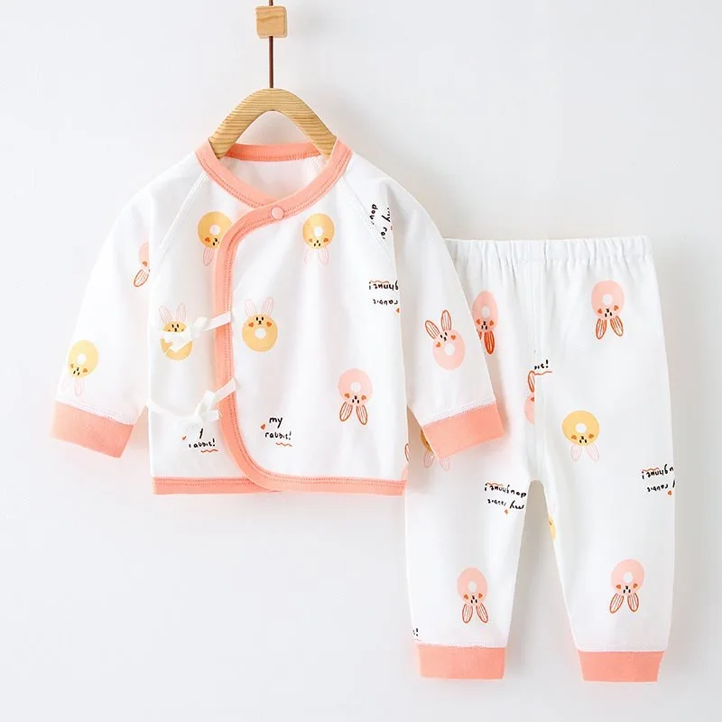 

2024 862702 Four Seasons Fashion Set Pure Cotton Printed Strap Top+Pants Two Piece Set Baby Outdoor Clothing