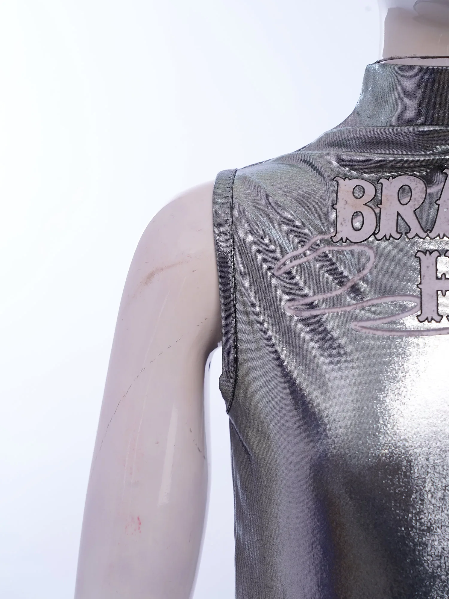 

Kids Girls Hip-Hop Jazz Dance Top Crew Neck Sleeveless Metallic Crop Top Snakeskin/Letter Print Vest +Rhinestones Flower/Gloves