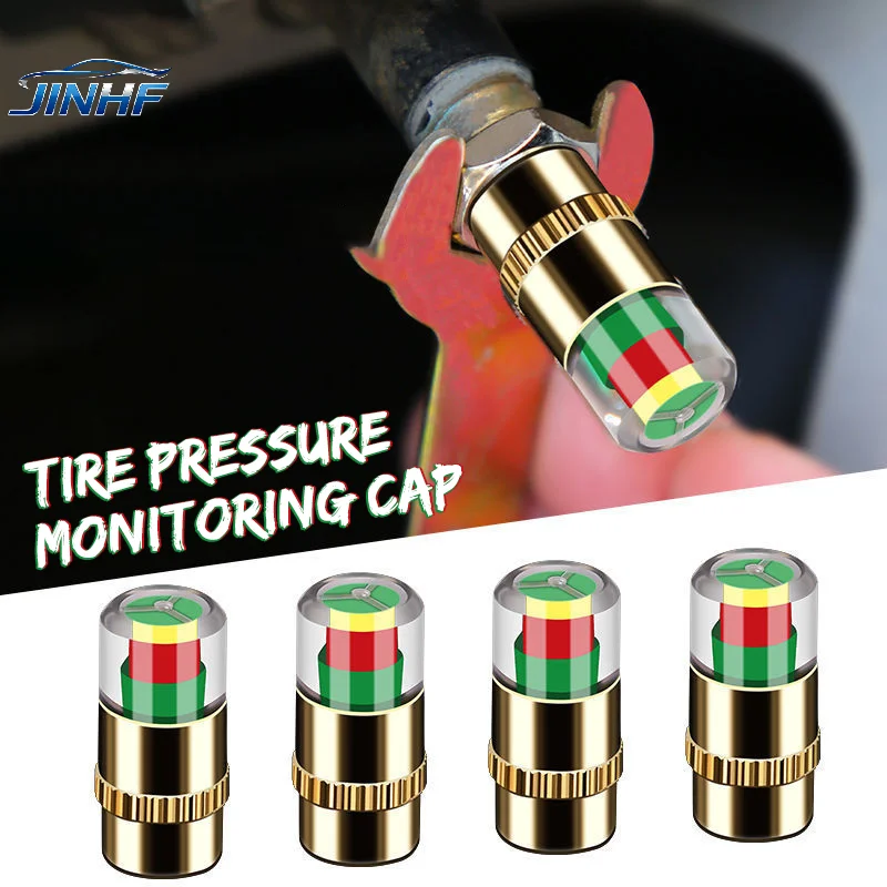 

4pcs Car Tire Pressure Indicator Tire Pressure Gauge Indicator Alert Monitoring Valve Cap Sensor External Valve Detection
