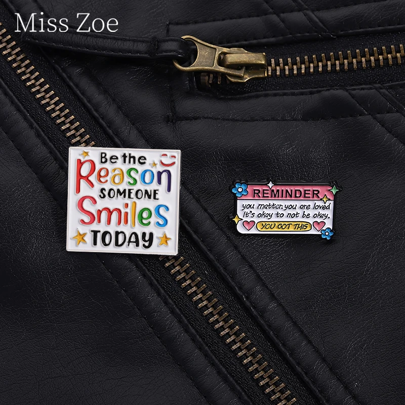 Yellow star heart-shaped smiley face sticky note Enamel Pins Be The Reason Someone Smiles Today Brooch Lapel Badge Jewelry Gifts