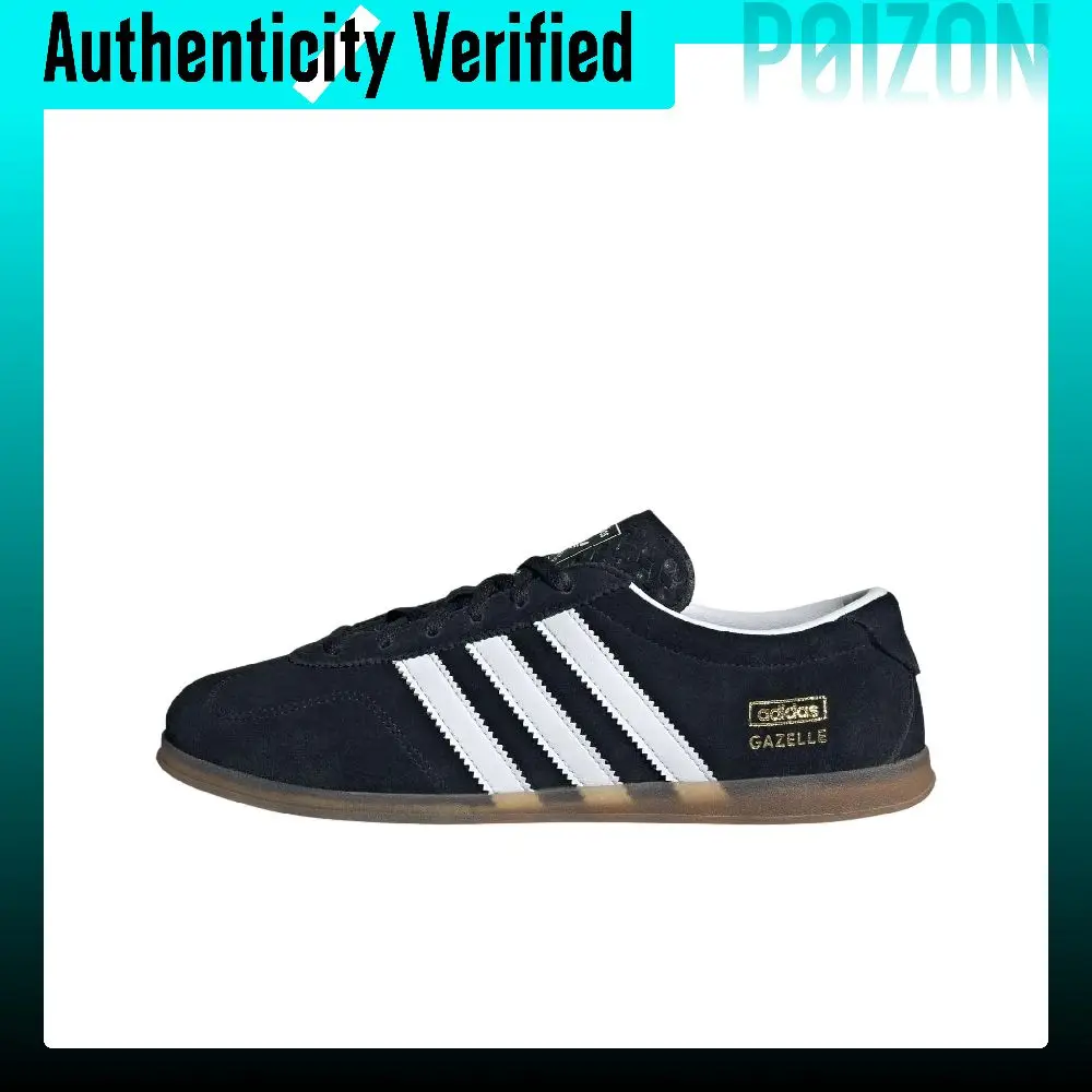 Adidas Originals Gazelle Synthetic Leather Low top Skateboard Shoes Women's Black JR8886