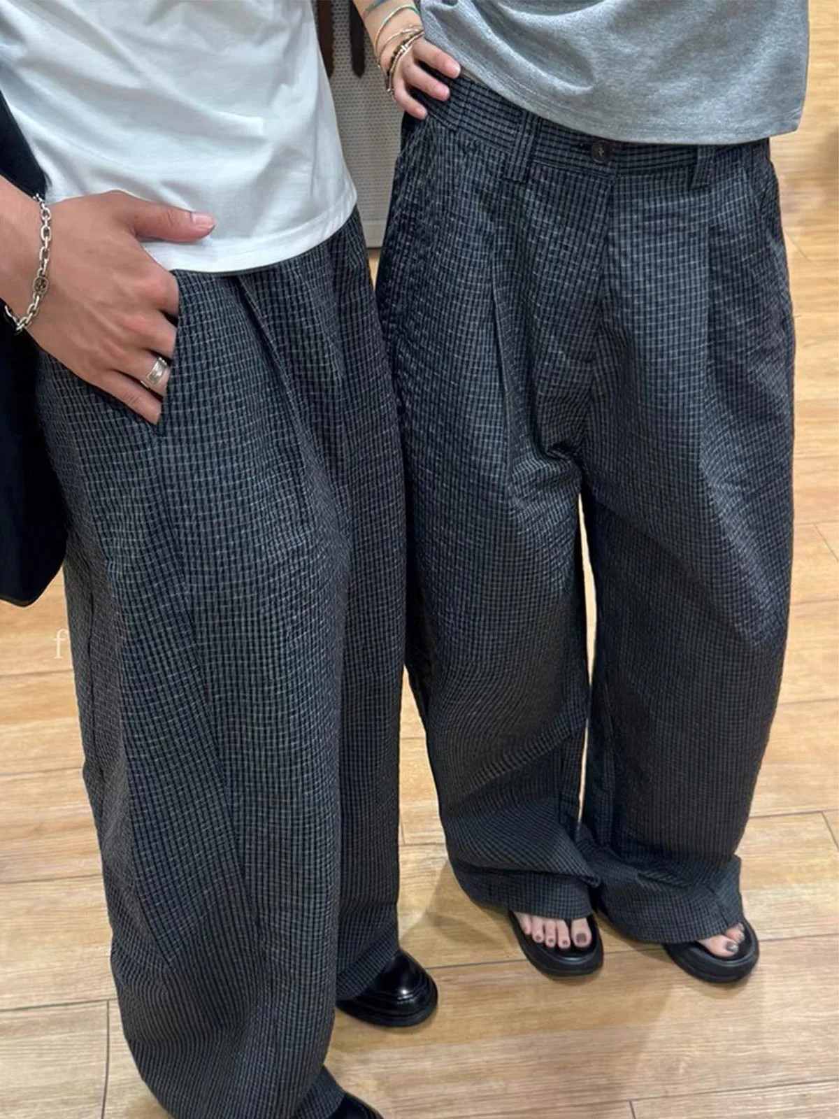 Casual Bubble Shirt Men's Pants Commute Style Loose Fit Double Pleat Wide Leg Breathable Straight Tube Trousers