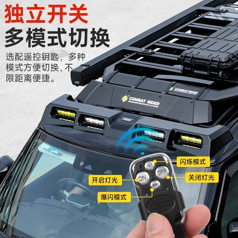 Suitable for Land Rover New Defender Roof Spotlight Carbon Fiber Off-Road Dual Four-Eye Strip Light LED Black Warrior Modificati