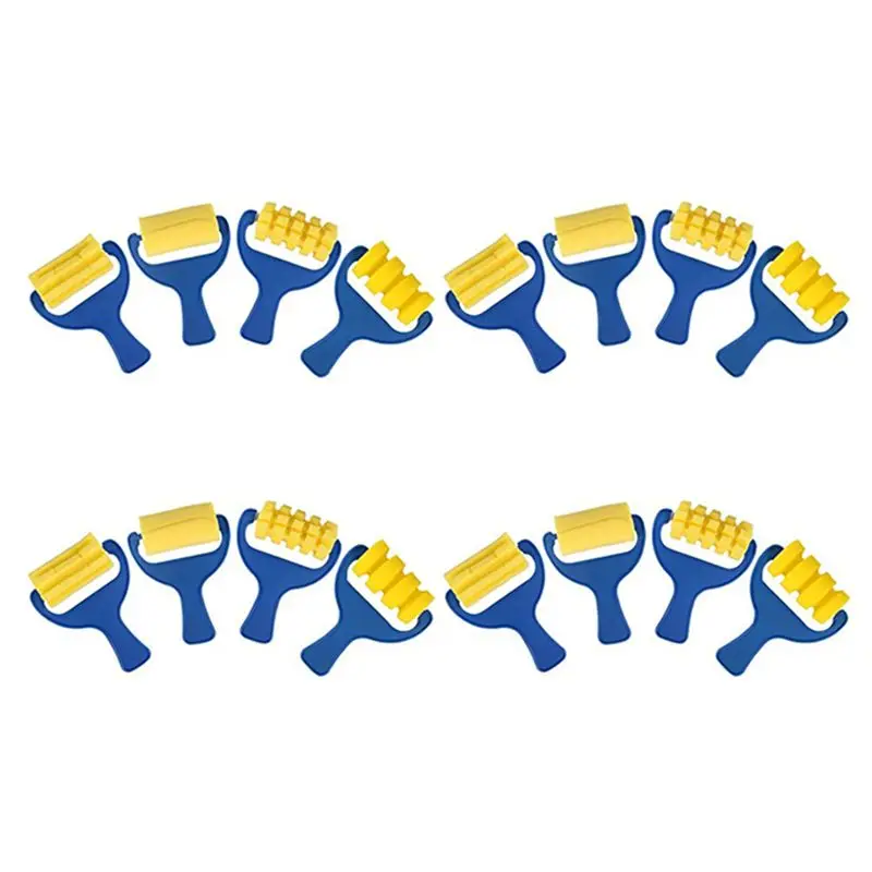LLCS-Set Of 16Pcs Sponge Paint Roller Brush DIY Children Painting Brushes Kid Art Craft Painting Tool