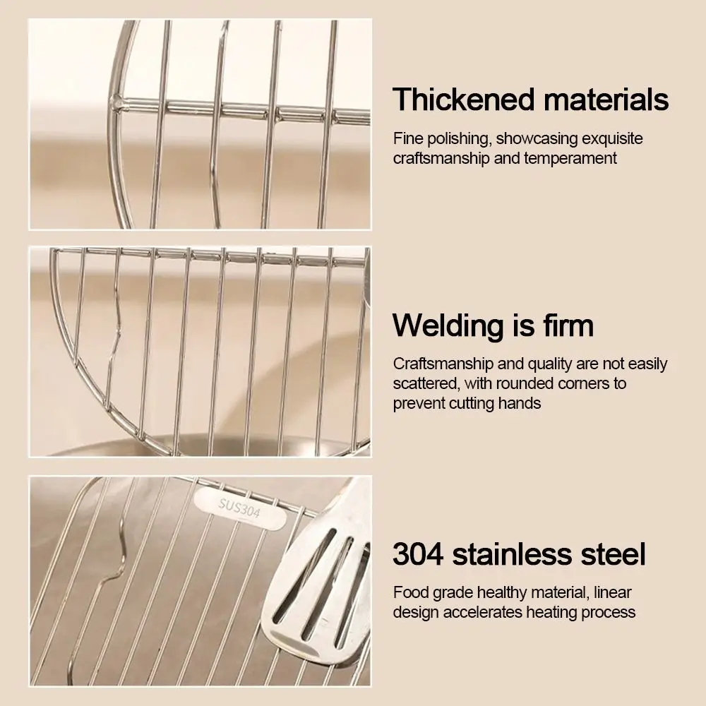Round Square Cooking Rack 304 Stainless Steel With Foot Grid Grill Thicken Cooling Rack Home Kitchen Oven Steamer Cooker
