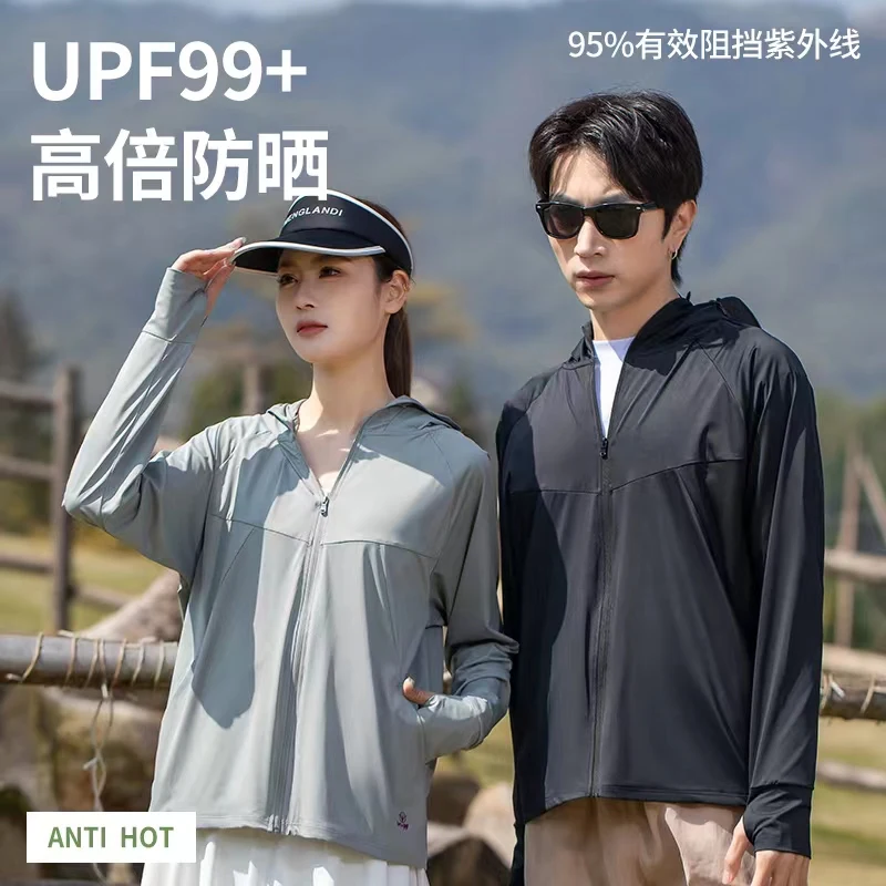 

Men's and Women's Long Sleeve Hooded Jacket, UV Sunscreen, Lightweight Hiking Jacket, Outdoor Shirt, Summer, New, UPF 50 Plus