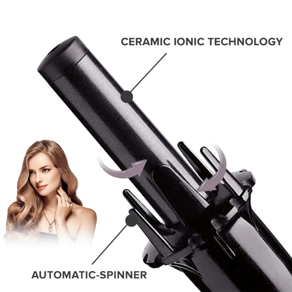 Automatic Rotating Curling Iron Ceramic Ionic Hair Curler 2-Way Rotation Curling Wand Hair Waver Styling Tools