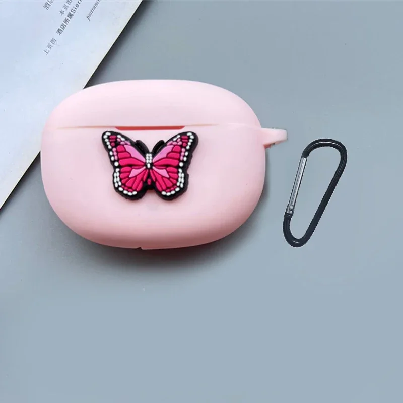 Capa de silicone para Redmi Buds 5 Pro, Borboleta fofa dos desenhos animados, Proteja a capa para Buds5 Pro