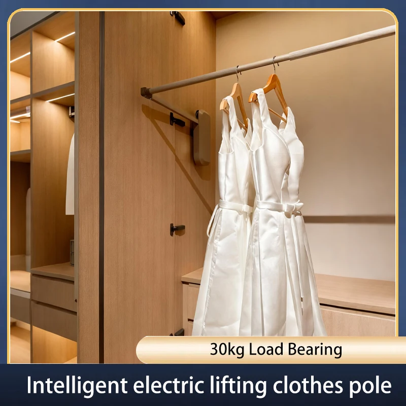 

SSOUIM Smart Electric Lifting Clothes Hanger Rod With Touch Sensing And Voice Control Automatic Rise Return For Wardrobe Closet
