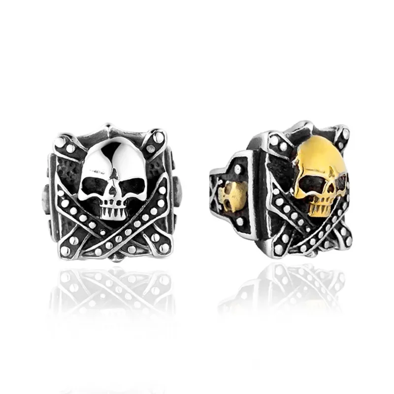 

Stainless Steel Square Pirate Skull, Men's Skull Ring Size 7-13