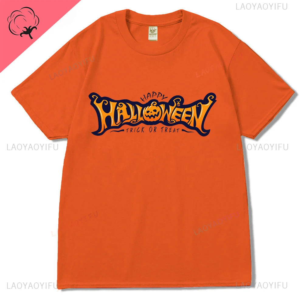 Happy Hallween Graphics Hallowmas Printed Cotton T Shirt Fashion Streetwear Short Sleeve Man Tshirt Hipster Comfort Breathe Tees