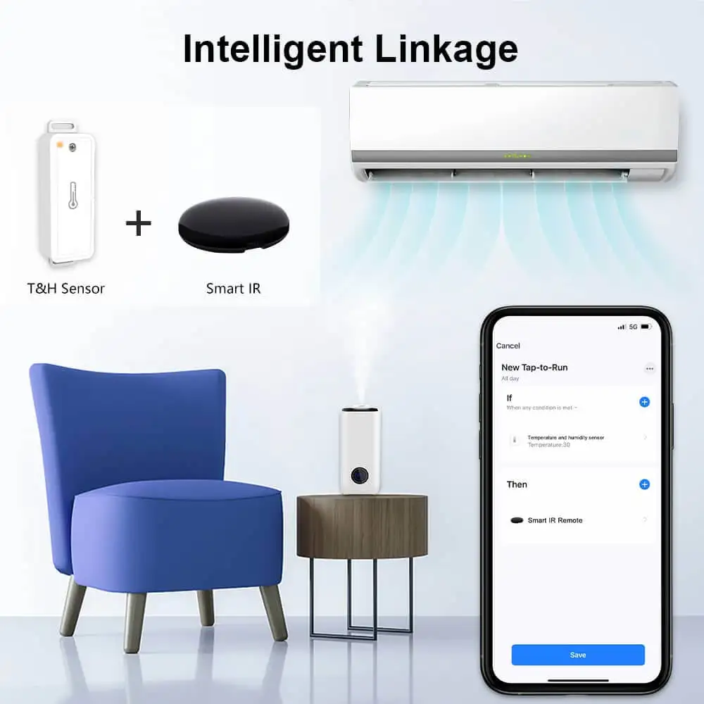 LoraTap ZigBee 3.0 Temperature and Humidity Sensor Tuya Smart Life intelligent adjust comfortable environment Google Home Alexa