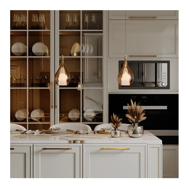 Custom Luxury Kitchen Furniture Wooden Wall Hanging Home Modular Kitchen Cabinet Modern Design