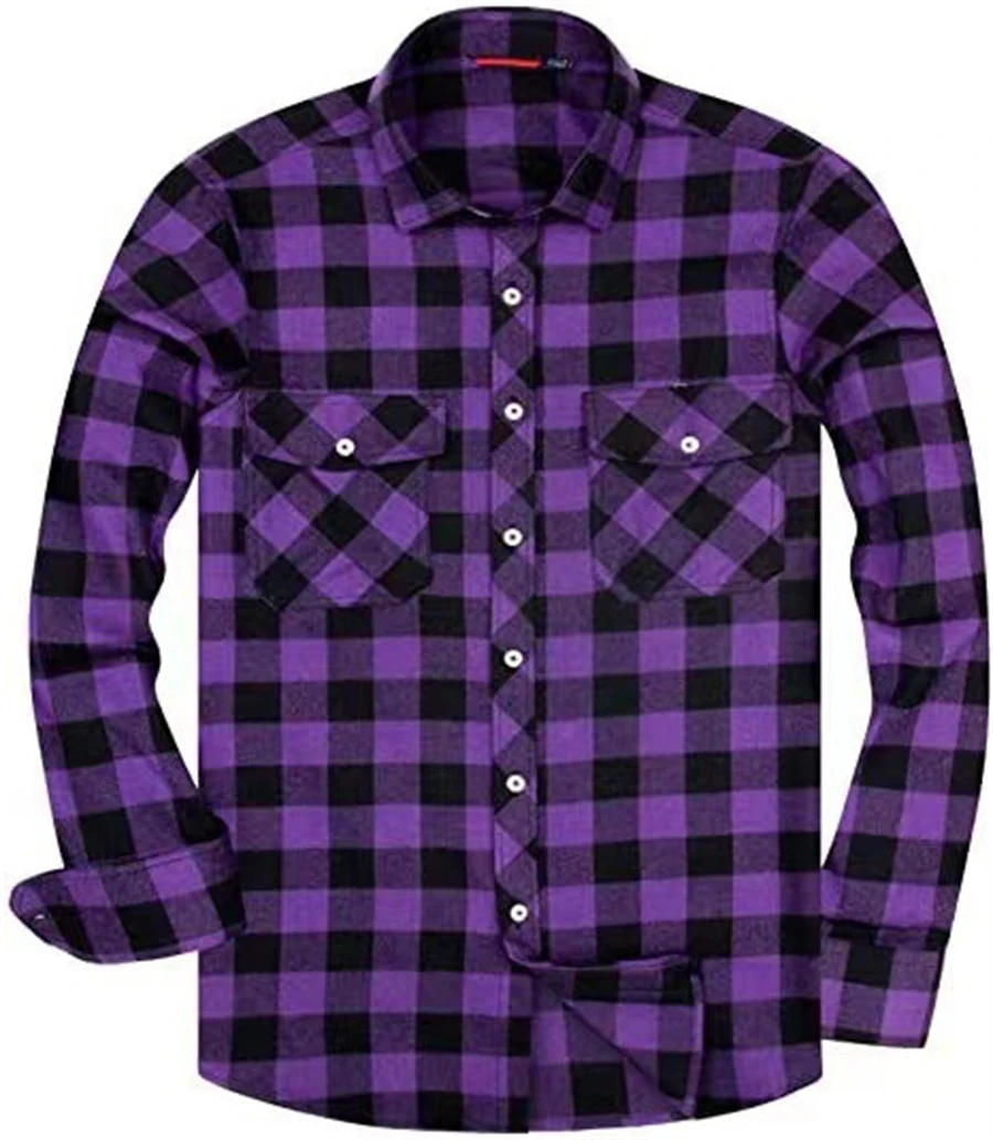 

Autumn men's long sleeved shirt classic and fashionable checkered shirt lapel shirt, daily social party men's clothing