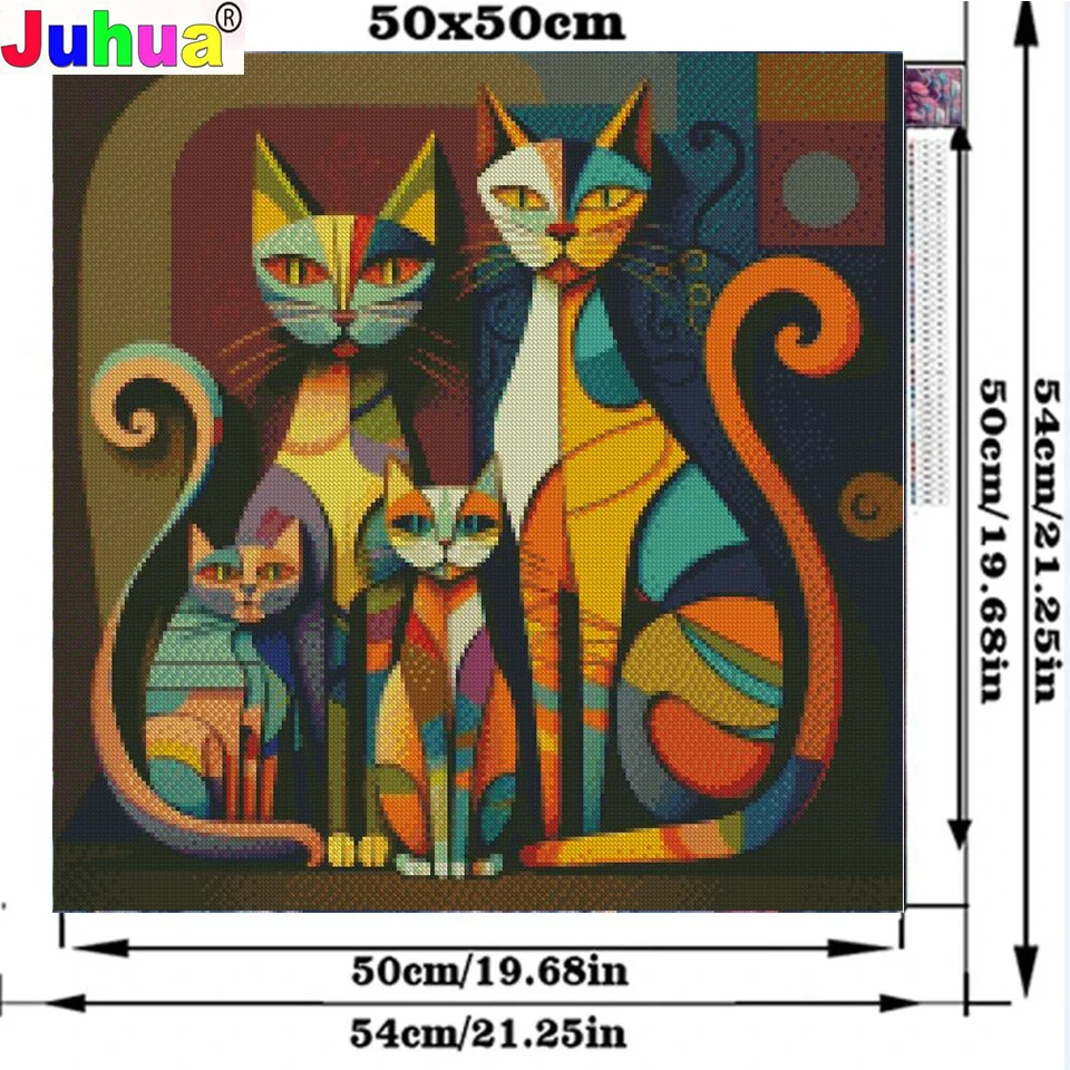 Fantasy Abstract Cat Family Jewelry cross stitch DIY Diamond Painting New 2024 Diamond Embroidery Mosaic Animals Home Decor