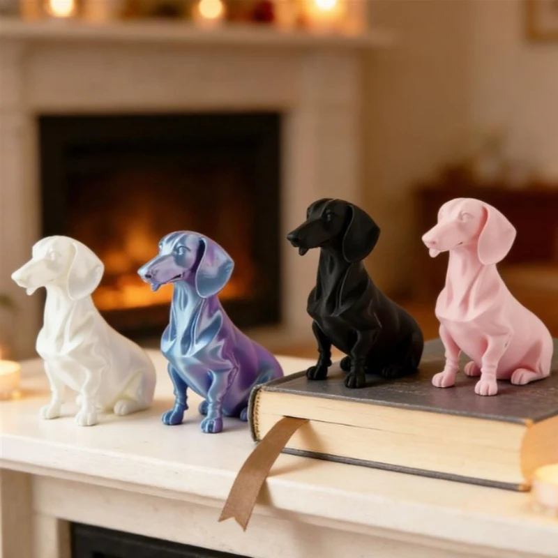 Minimalist Sitting Dachshund Figurine 3D Printing Short-Leg Dog Statue Modern Aesthetic Room Decor Scandinavian Japandi Interior
