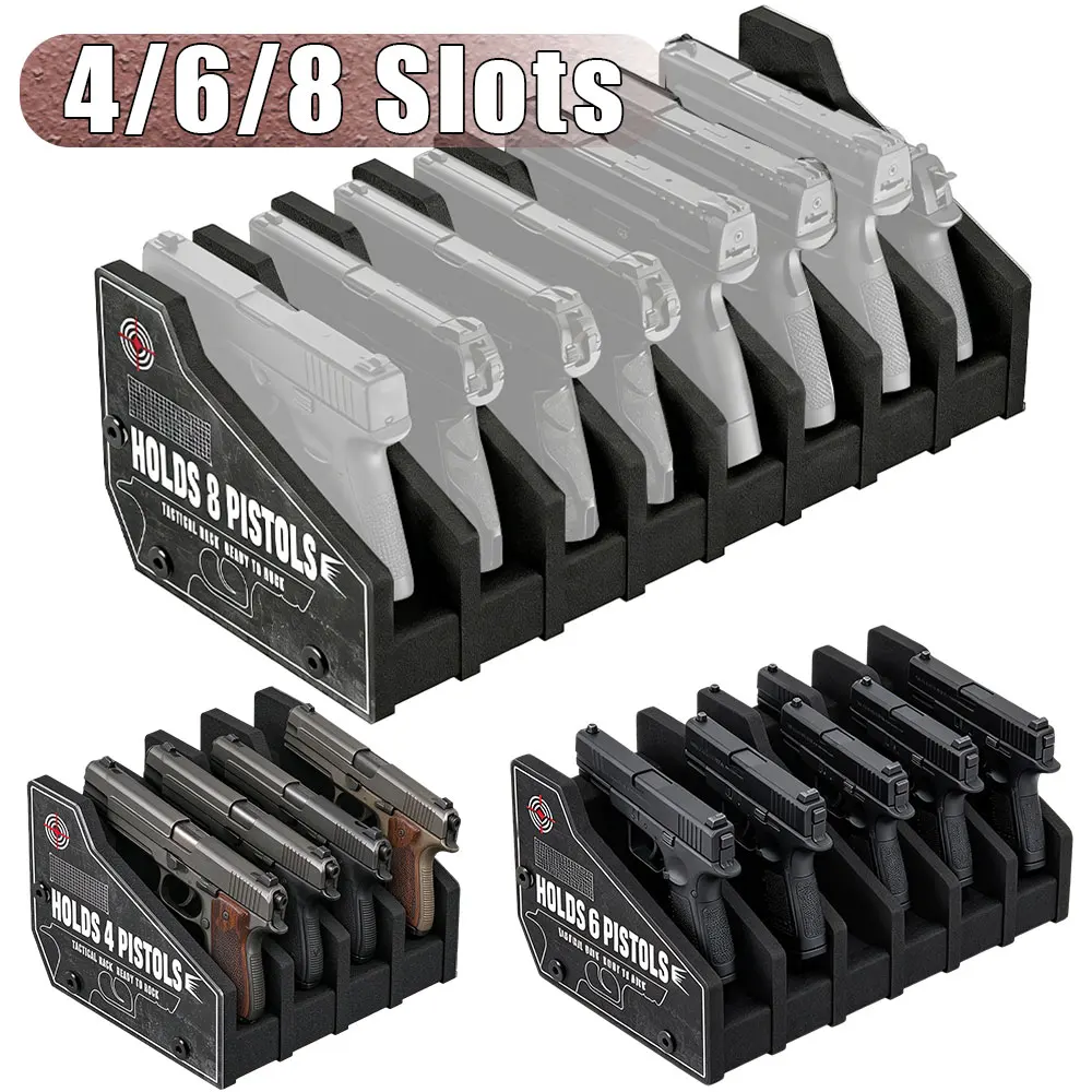 4/6/8 Slots Foam Handgun Rack Pistol Storage Rack Revolver Stand Gun Display Holder Gun Safe Organizer with Acrylic Plate