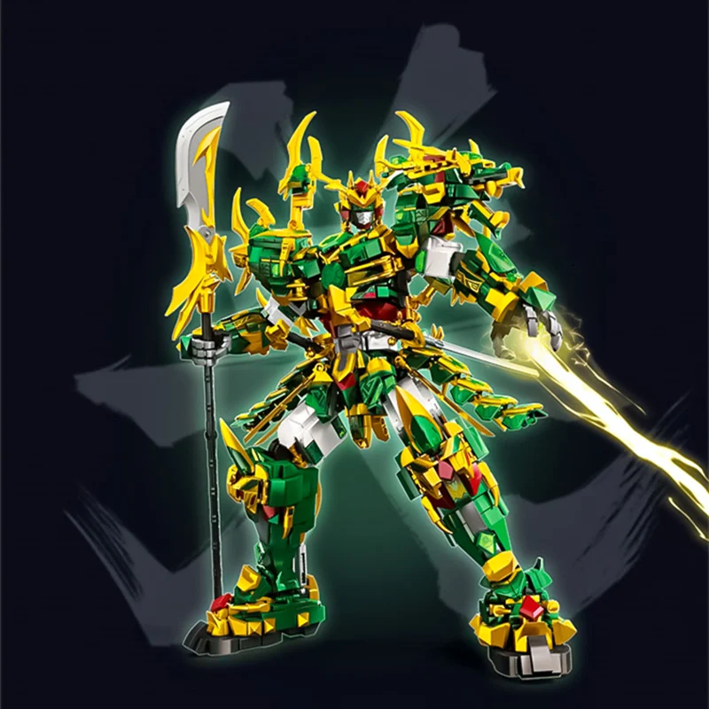 Phantom Ninja Shanhai Jing Qing Dragon God beast Mech assembling building blocks boy deformed robot armor model decoration gift