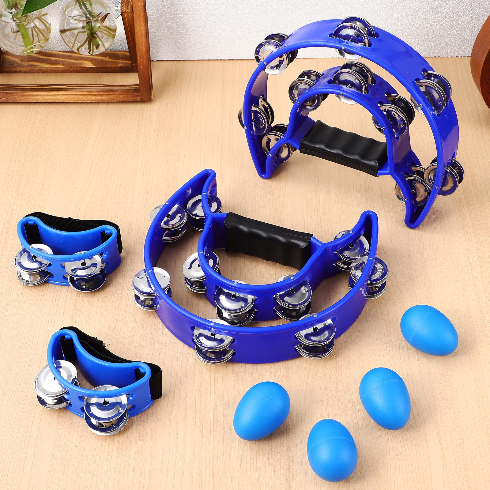 

8 pcs Percussion Instruments Set Hand Tambourines Foot Tambourines Small Egg Shakers For Kids Adults Party Music Class Concert