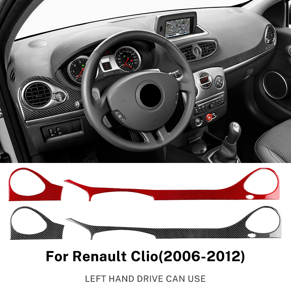 Real Soft Carbon Fiber Sticker For Renault Clio 2006 2007 2008 2009 2010 2011 2012 Car Central Console Strip AC Trim Accessories