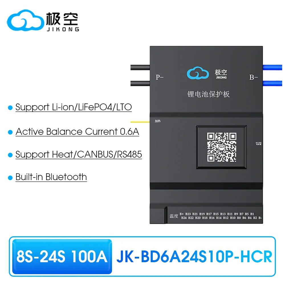 JIKONG JK-BD6A24S10P HEAT CANBUS RS485 100AH 8S -24S with Active Balance Board Li-Ion Lifepo4 100ah Lto Battery JKBMS ON SALE