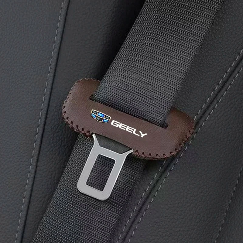 

2Pcs PU Leather Car Seat Belt Buckle Cover for Geely Monjaro Atlas Coolray Emgrand Lynk & Co 01 02 Anti-Scratch Auto Accessories