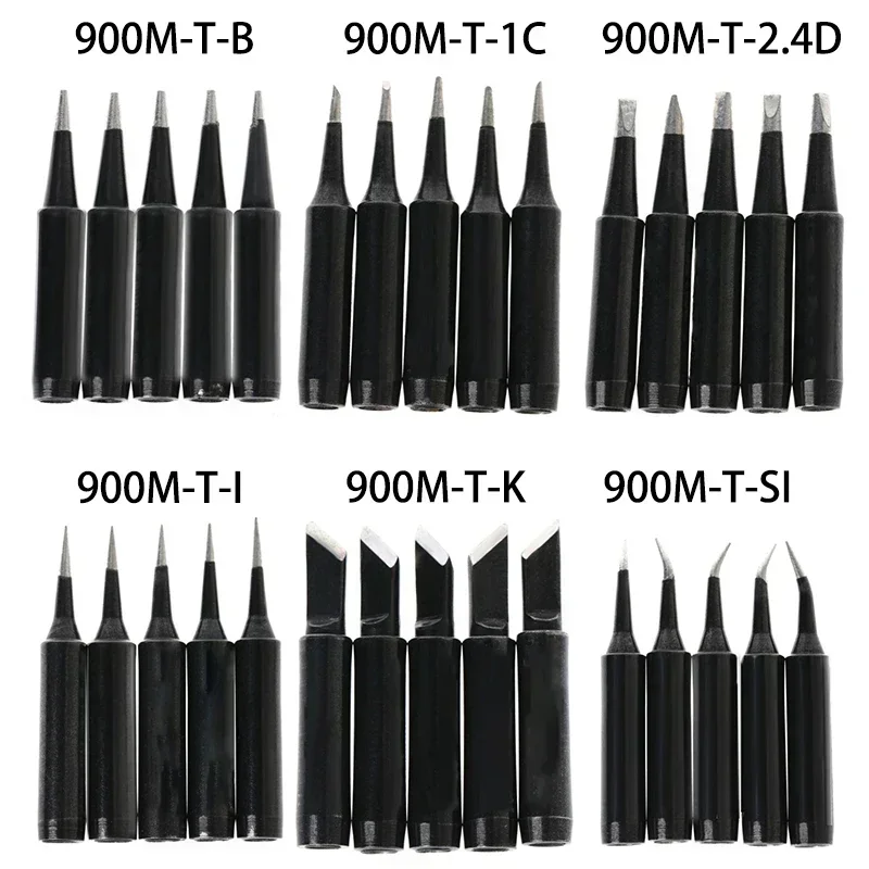 Soldering Iron Tips Black Pure Copper Soldering Tip 5pcs/set 900M-T Lead-free Welding Solder Rework Tools Accessories