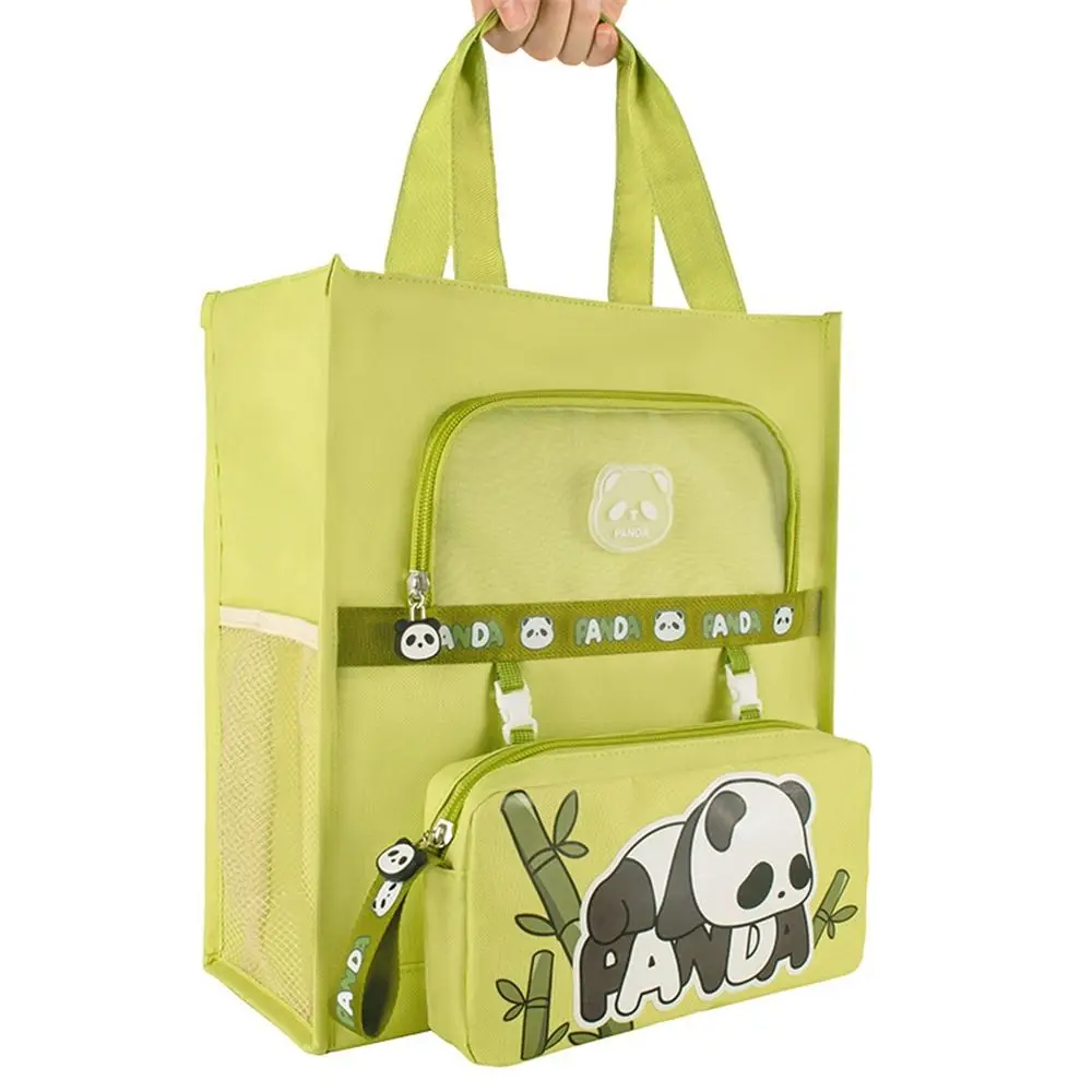 

Cartoon Multi Layers Tote School Bag Panda Canvas Tutorial Bag Large-capacity Waterproof Art Storage Bag School Office