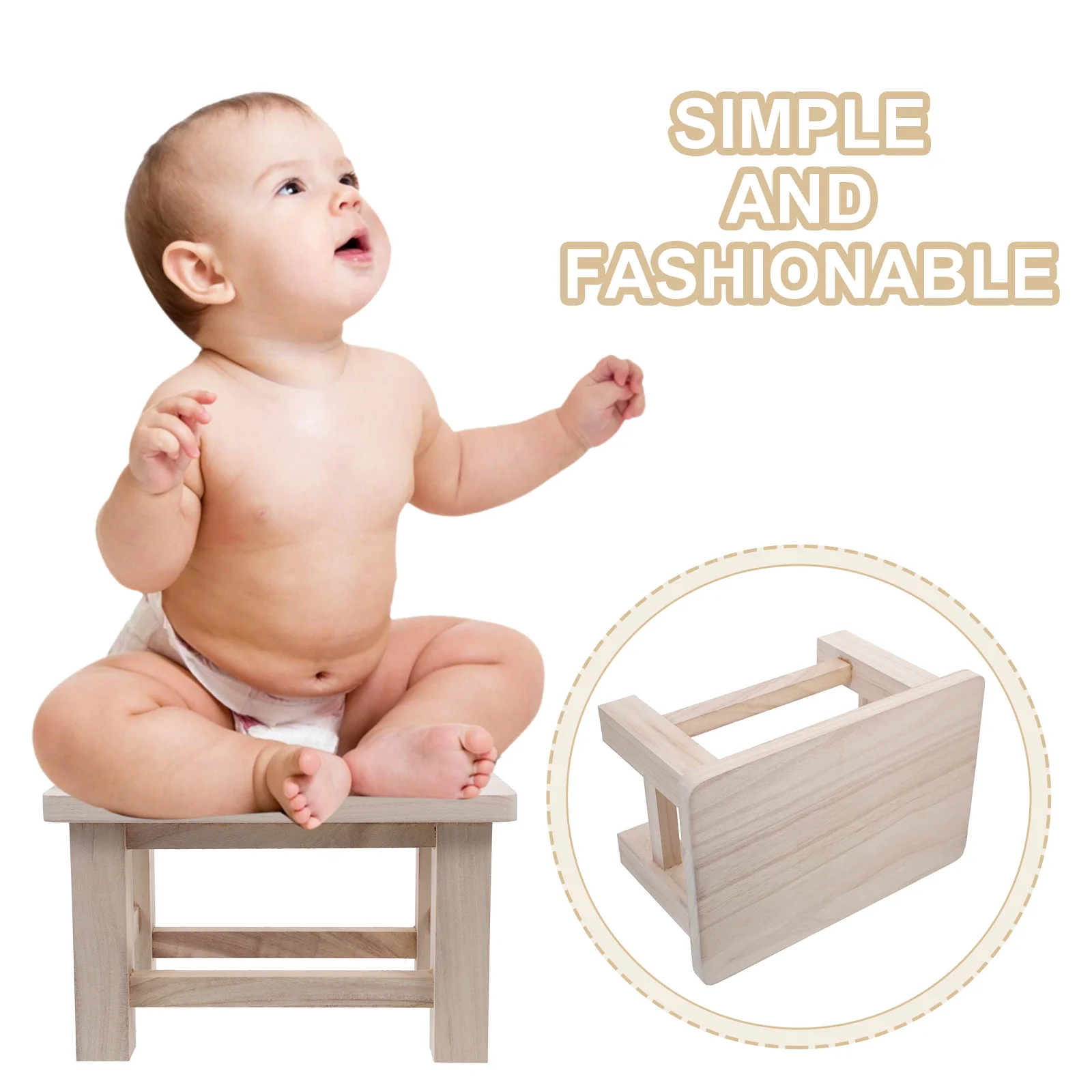 Solid Wood Bench Step Stool for Adults Natural Change Shoes Small Wooden Rustic