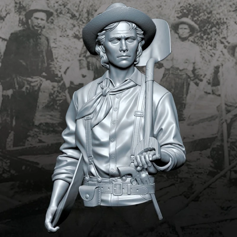 1/10 Schaal Gegoten Hars Buste Model Kit Gold Rush Man Standbeeld Ongemonteerd en Ongeverfd